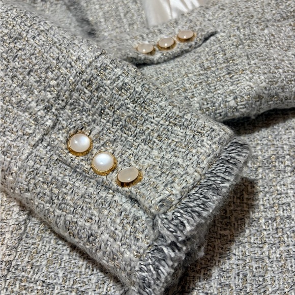 Elie Tahari Metallic Tweed Open Front Two Pocket Blazer, Size 8 - Picture 12 of 13